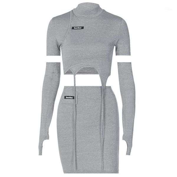 women two piece outfits stylish turtleneck crop with arm sleeves + mini pencil skirt clubwear set1, Gray
women two piece outfits stylish turtleneck crop with arm sleeves + mini pencil skirt clubwear set1, Gray