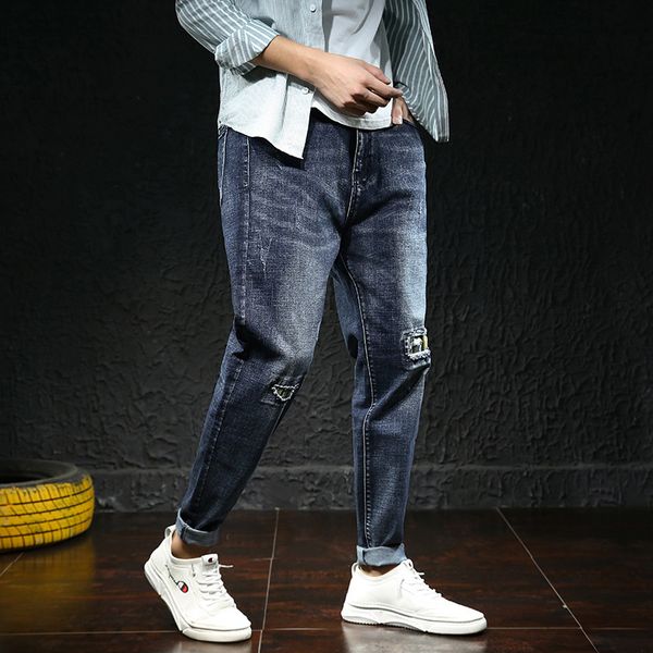 hole patch autumn and winter elastic thi jeans men's large size chubby harem small foot fattening pants 537, Blue
hole patch autumn and winter elastic thi jeans men's large size chubby harem small foot fattening pants 537, Blue