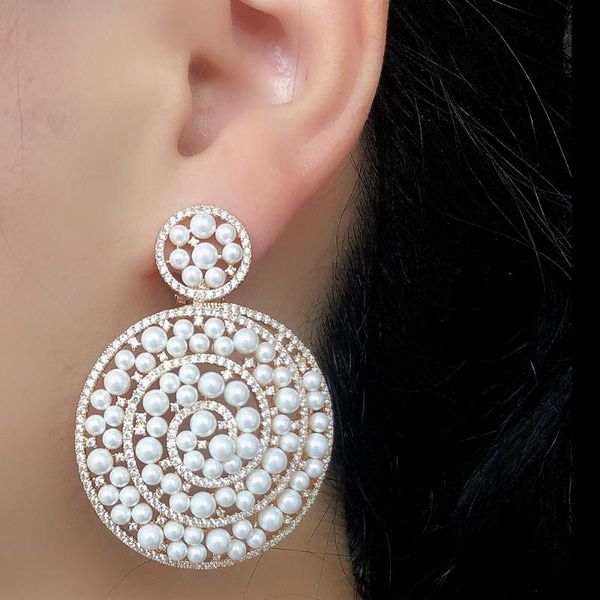 godki luxury simulated pearl dangle earrings trendy cubic zircon wedding engagement party dubai gold earrings for women 2020, Silver
godki luxury simulated pearl dangle earrings trendy cubic zircon wedding engagement party dubai gold earrings for women 2020, Silver