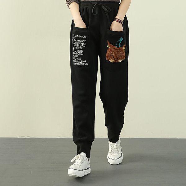 women's winter 2021 new high jogger pant woman fashion pocket loose cashmere pants warm 2p1x, Black;white
women's winter 2021 new high jogger pant woman fashion pocket loose cashmere pants warm 2p1x, Black;white