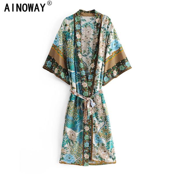 boho peacock print bat sleeve women beach bohemian kimono robe ladies v neck cover-up happie dress vestidos, Black;gray
boho peacock print bat sleeve women beach bohemian kimono robe ladies v neck cover-up happie dress vestidos, Black;gray