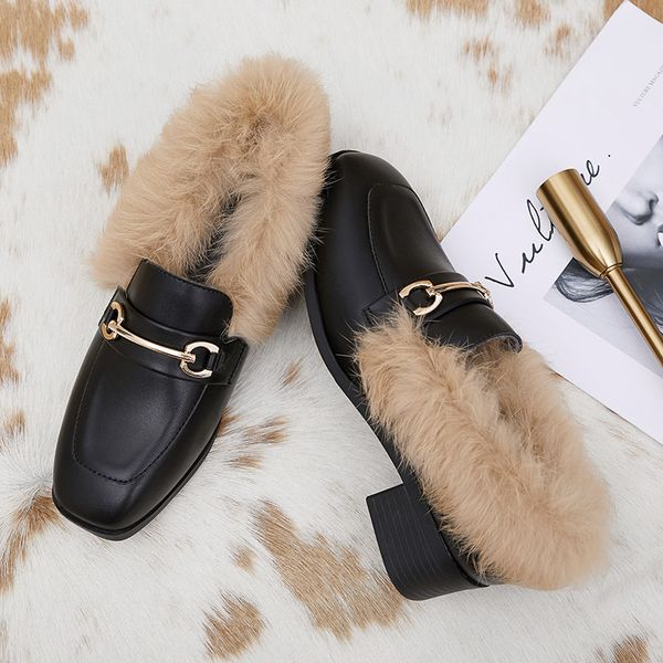 2021 mink skin autumn and winter wear shoes of muller new soft women's heels in straight, square leather buckle crhd, Black
2021 mink skin autumn and winter wear shoes of muller new soft women's heels in straight, square leather buckle crhd, Black