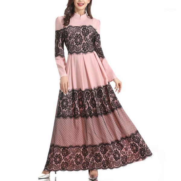 pink lace stitching muslim fashion abaya for women 2020 long sleeve islamic clothing dubai dress1, Red
pink lace stitching muslim fashion abaya for women 2020 long sleeve islamic clothing dubai dress1, Red