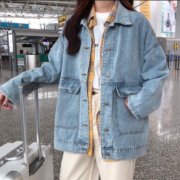 2020 new style jeans coat women's spring and autumn loose all-match retro hong kong flavor women coats and jackets, Black;brown
2020 new style jeans coat women's spring and autumn loose all-match retro hong kong flavor women coats and jackets, Black;brown