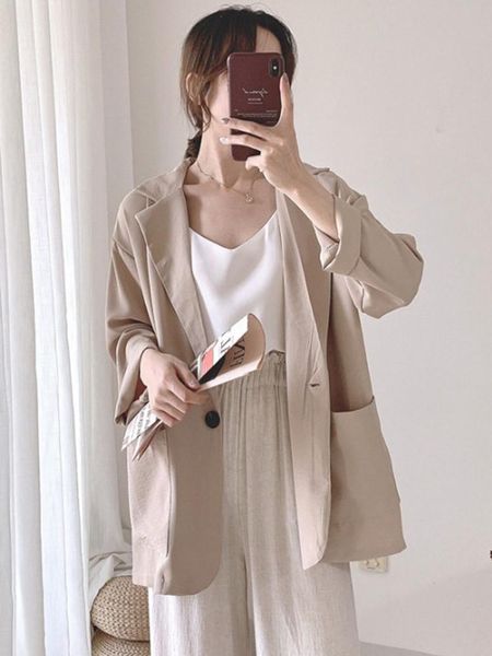 women jacket 2021 korean thin blazer loose single button women outwear clothing dropshipping high quality, White;black
women jacket 2021 korean thin blazer loose single button women outwear clothing dropshipping high quality, White;black