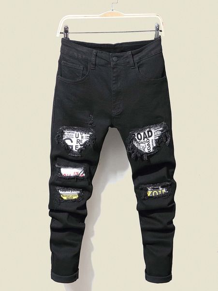 men ripped frayed rag stitching jeans 32qt#, Blue
men ripped frayed rag stitching jeans 32qt#, Blue