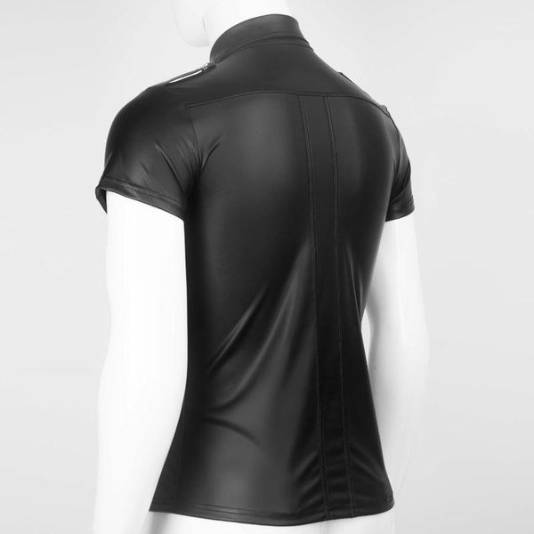 lapel tight shirts collar blouse summer gym wet look undershirt1, White;black