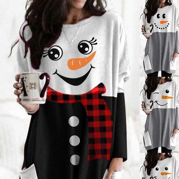 plus size women clothing autumn long sleeve christmas printed o neck and blouse 2021elegant ladies tunic camisas, White 
plus size women clothing autumn long sleeve christmas printed o neck and blouse 2021elegant ladies tunic camisas, White
