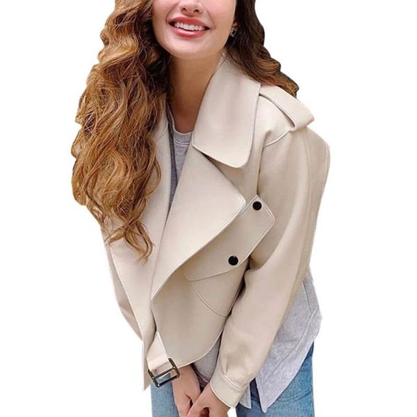 women's leather & faux women fashion pocket buttons belt solid pu jacket lady european casual motorcycle bikers punk coat sj4831e, Black
women's leather & faux women fashion pocket buttons belt solid pu jacket lady european casual motorcycle bikers punk coat sj4831e, Black