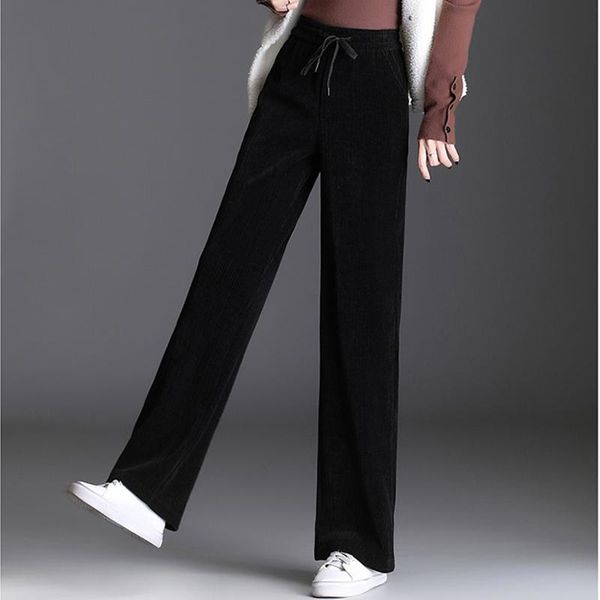 women's pants & capris high waist straight corduroy pull up wide leg mujer thinck elastic lace loose casual trousers brown, Black;white
women's pants & capris high waist straight corduroy pull up wide leg mujer thinck elastic lace loose casual trousers brown, Black;white