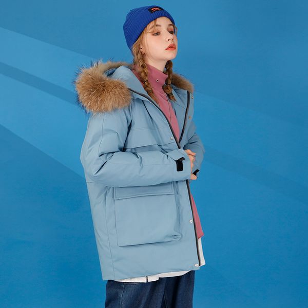 jacket men's medium length thickened couple canadian parka coat female duck goose down warm fur collar fashion, Black 
jacket men's medium length thickened couple canadian parka coat female duck goose down warm fur collar fashion, Black