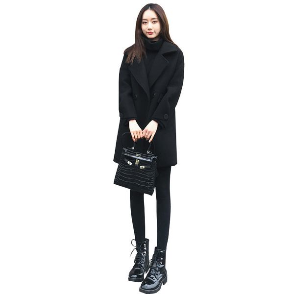 2021 autumn and winter new korean style loose slimming overcoat women's long black woolen coat women h00264
2021 autumn and winter new korean style loose slimming overcoat women's long black woolen coat women h00264