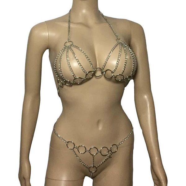 women fantacy metal chained body harness open breast halter bra with thong bondage fetish lingerie set, Red;black
women fantacy metal chained body harness open breast halter bra with thong bondage fetish lingerie set, Red;black