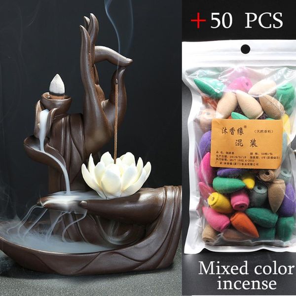 fragrance lamps gift 20cones ceramic incense censer buddha hand backflow burner lotus stick holder chrimas mother 's 
fragrance lamps gift 20cones ceramic incense censer buddha hand backflow burner lotus stick holder chrimas mother 's