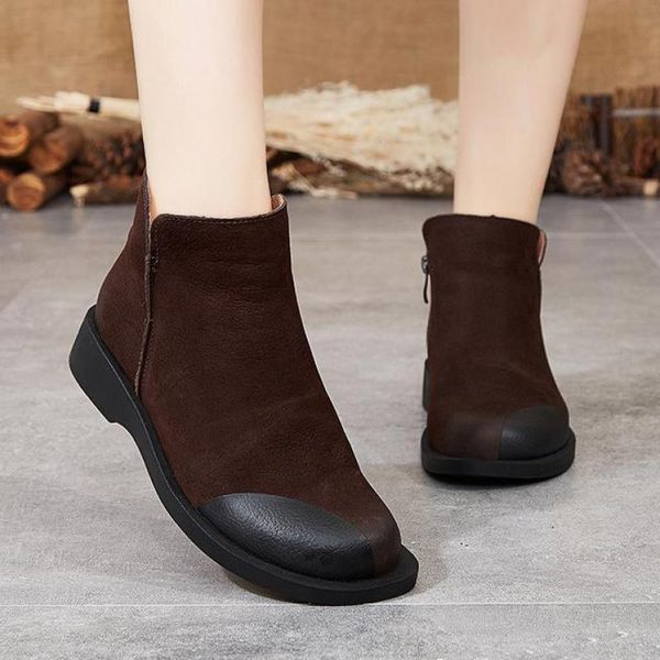 johnature ankle boots for women 2020 new winter genuine leather round toe women shoes zip sewing handmade platform boots, Black 
johnature ankle boots for women 2020 new winter genuine leather round toe women shoes zip sewing handmade platform boots, Black