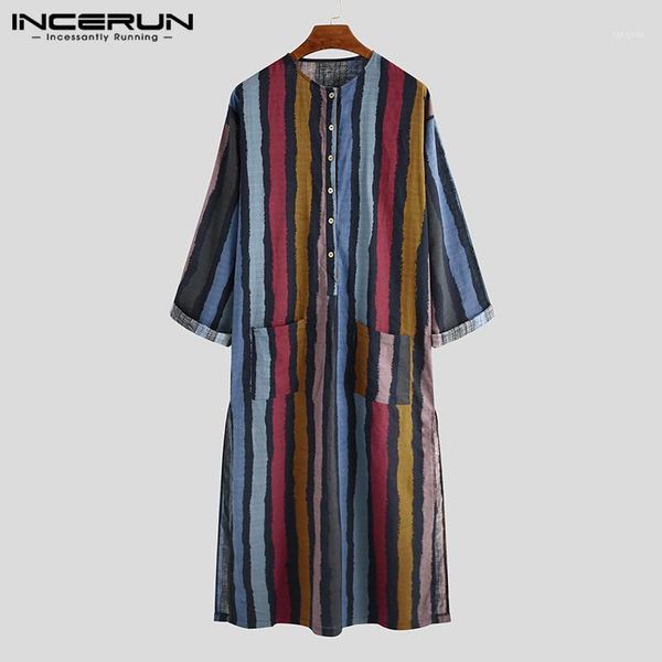 men striped muslim islamic kaftan vintage arabic jubba thobe long sleeve button men robes abaya saudi arabia dubai thobe incerun1, Red
men striped muslim islamic kaftan vintage arabic jubba thobe long sleeve button men robes abaya saudi arabia dubai thobe incerun1, Red