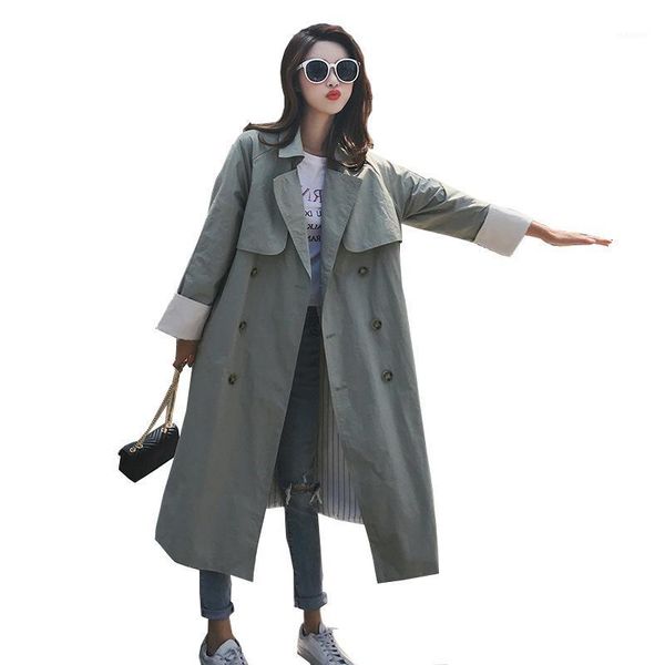 women classic trench outerwear female autumn winter new patchwork double breasted overcoat ladies loose casual lapel coat o6391, Tan;black
women classic trench outerwear female autumn winter new patchwork double breasted overcoat ladies loose casual lapel coat o6391, Tan;black