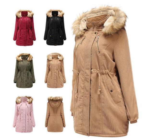 women's warm lined mid long winter corduroy parka coat drawstring fur hooded outerwear m-xxxl black green pink khaki red
women's warm lined mid long winter corduroy parka coat drawstring fur hooded outerwear m-xxxl black green pink khaki red