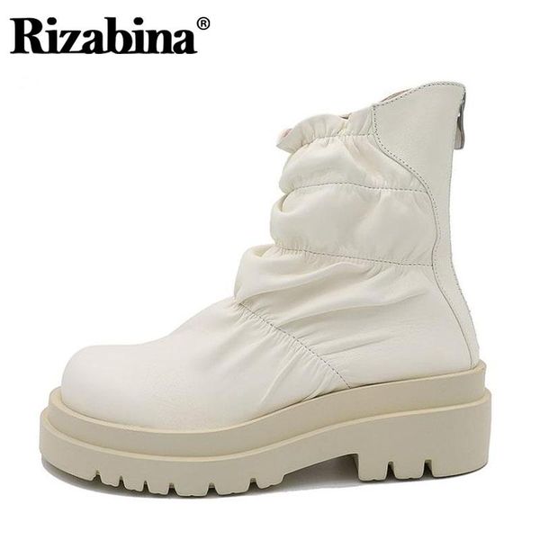 boots rizabina women real leather ankle round toe square heel back zipper pleated decoration solid color female size 34-39, Black
boots rizabina women real leather ankle round toe square heel back zipper pleated decoration solid color female size 34-39, Black