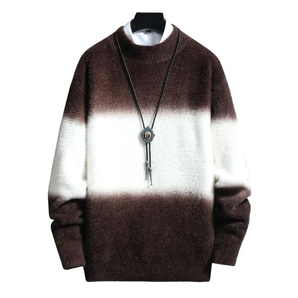 men's sweaters winter imitation mink round neck sweater male gradient color pullover computer knit blue yellow khaki, White;black
men's sweaters winter imitation mink round neck sweater male gradient color pullover computer knit blue yellow khaki, White;black