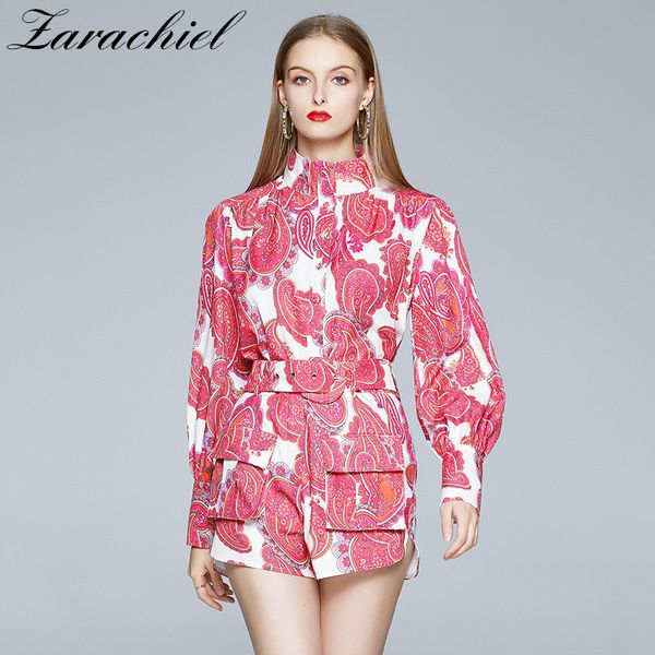 runway retro print holiday shorts set women stand lantern sleeve shirts blouses + pocket belt mini pant set female 2 piece set 201007, White
runway retro print holiday shorts set women stand lantern sleeve shirts blouses + pocket belt mini pant set female 2 piece set 201007, White