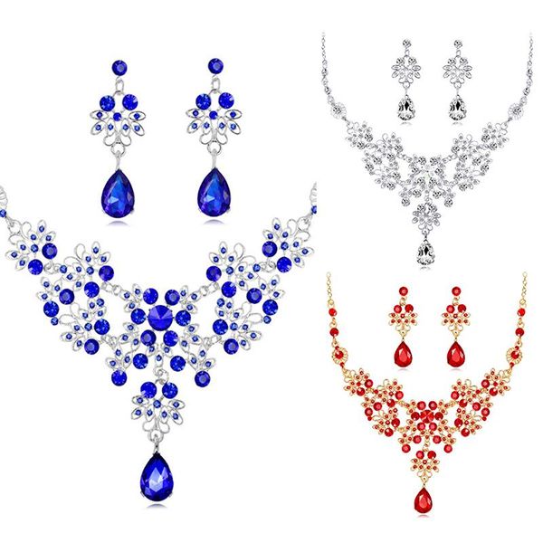 wedding dress jewelry set for charm of women red blue white necklace earrings set of chain party gift drop shipping, Silver
wedding dress jewelry set for charm of women red blue white necklace earrings set of chain party gift drop shipping, Silver