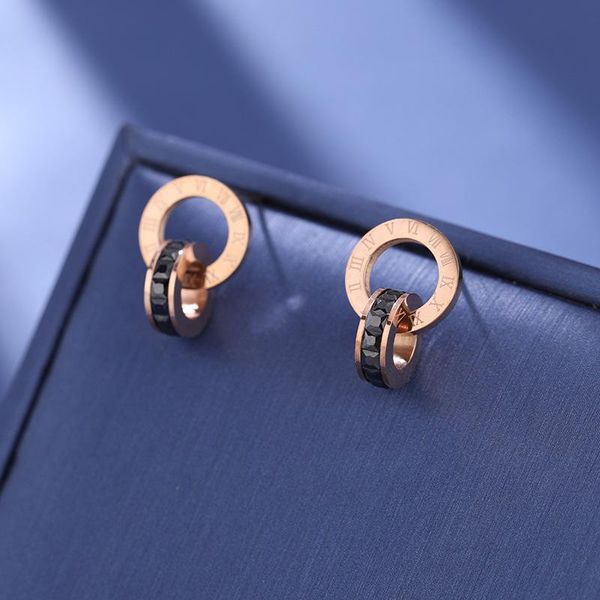 rose gold stainless steel earrings women double loop roman numerals cubic zirconia stud earrings brand jewelry pendientes z002, Golden;silver
rose gold stainless steel earrings women double loop roman numerals cubic zirconia stud earrings brand jewelry pendientes z002, Golden;silver