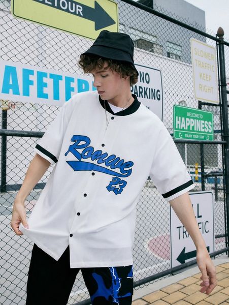 romwe guys letter graphic button front shirt t1jw#, White;black
romwe guys letter graphic button front shirt t1jw#, White;black