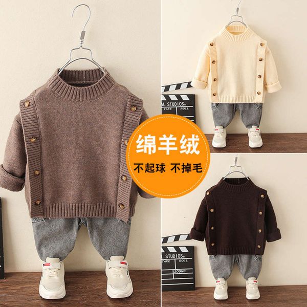and boys' autumn winter pullover foreign sle double breasted children's sweater, Blue
and boys' autumn winter pullover foreign sle double breasted children's sweater, Blue