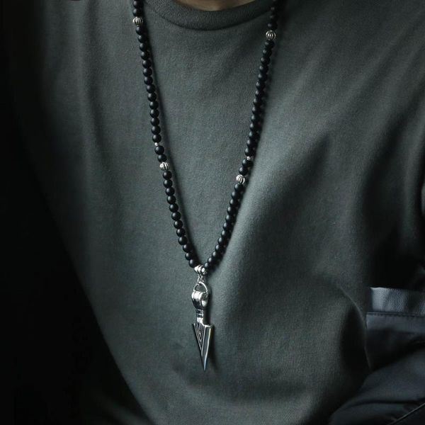 chains unique men's necklace silver stainless steel arrow pendant matte black glass beaded male jewelry drop dnm07
chains unique men's necklace silver stainless steel arrow pendant matte black glass beaded male jewelry drop dnm07