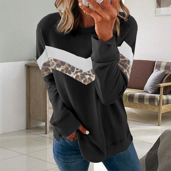 women's hoodies & sweatshirts sweatshirt women autumn leopard print contrast color casual long-sleeved o-neck pullover lady clothing fe, Black
women's hoodies & sweatshirts sweatshirt women autumn leopard print contrast color casual long-sleeved o-neck pullover lady clothing fe, Black