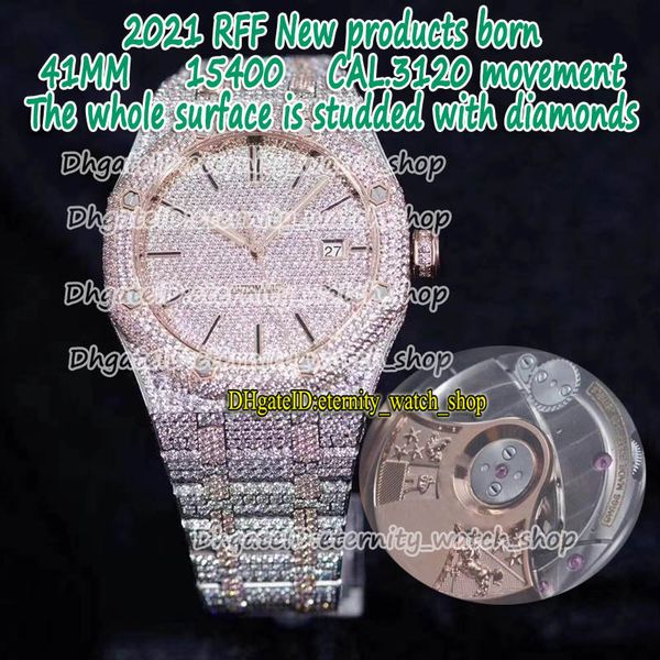 eternity rff gypsophila pavé diamond version 15400 two tone fully iced out strap side with diamonds cal.3120 automatic mens watch 15502 1545, Slivery;brown
eternity rff gypsophila pavé diamond version 15400 two tone fully iced out strap side with diamonds cal.3120 automatic mens watch 15502 1545, Slivery;brown