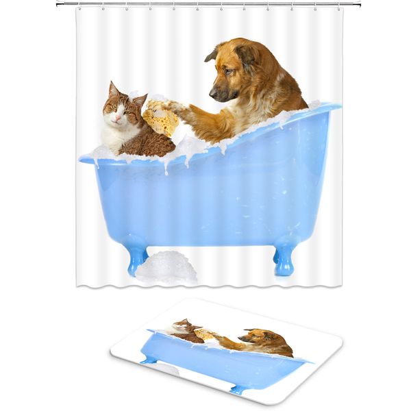 2pcs/set funny take bath cat shower curtains set bathroom waterproof polyester cloth + non-slip mat toilet bathroom home decor
2pcs/set funny take bath cat shower curtains set bathroom waterproof polyester cloth + non-slip mat toilet bathroom home decor