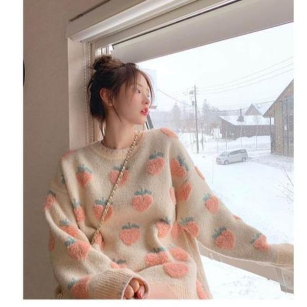women's sweaters autumn and winter forest sweater loose lazy pullover soft waxy woolen women, White;black
women's sweaters autumn and winter forest sweater loose lazy pullover soft waxy woolen women, White;black