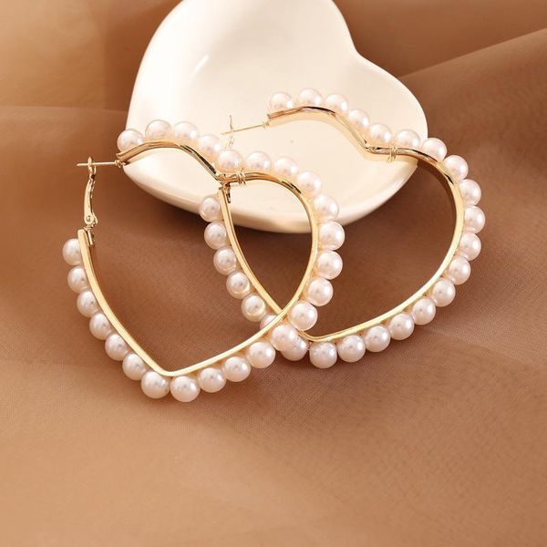hoop & huggie 1pair fashion pearl geometric earrings for women imitation love heart party jewelry gift, Golden;silver
hoop & huggie 1pair fashion pearl geometric earrings for women imitation love heart party jewelry gift, Golden;silver
