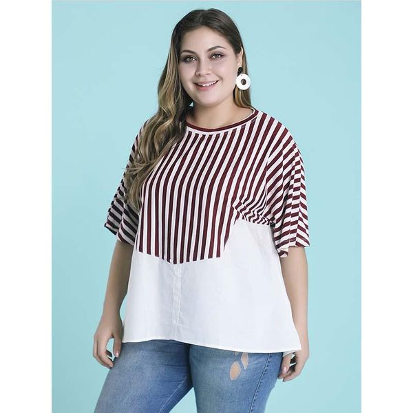 women's t-shirt whzhm striped printed t shirt women summer long length o-neck patchwork plus size 3xl 4xl casual feminina tees, White
women's t-shirt whzhm striped printed t shirt women summer long length o-neck patchwork plus size 3xl 4xl casual feminina tees, White