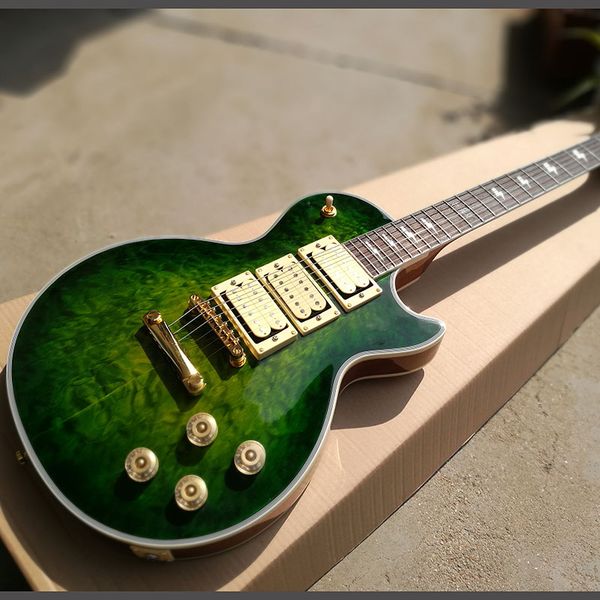 chinese electric guitar custom mahogany body les flame maple gold hardware 6 strings green color
chinese electric guitar custom mahogany body les flame maple gold hardware 6 strings green color