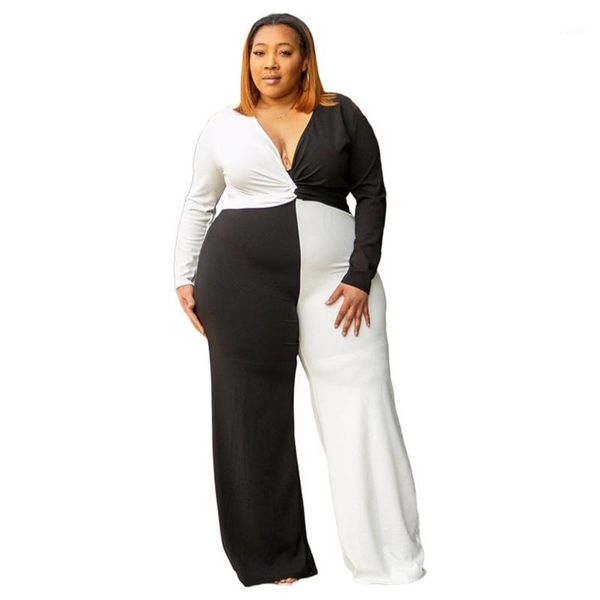 autumn plus size jumpsuits for women long sleeve v neck casual jumpsuit straight trouser suit wholesale dropshipping1, Black;white
autumn plus size jumpsuits for women long sleeve v neck casual jumpsuit straight trouser suit wholesale dropshipping1, Black;white