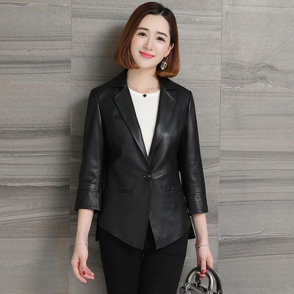 women's leather & faux women sheepskin genuine blazer jackets autumn winter slim office lady real suits coats clothes chaqueta mujer, Black
women's leather & faux women sheepskin genuine blazer jackets autumn winter slim office lady real suits coats clothes chaqueta mujer, Black