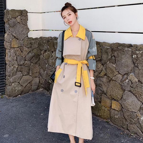 windbreaker female contrast color stitching double-breasted long 2020 spring autumn loose casual over knee trench women coat a431, Tan;black
windbreaker female contrast color stitching double-breasted long 2020 spring autumn loose casual over knee trench women coat a431, Tan;black