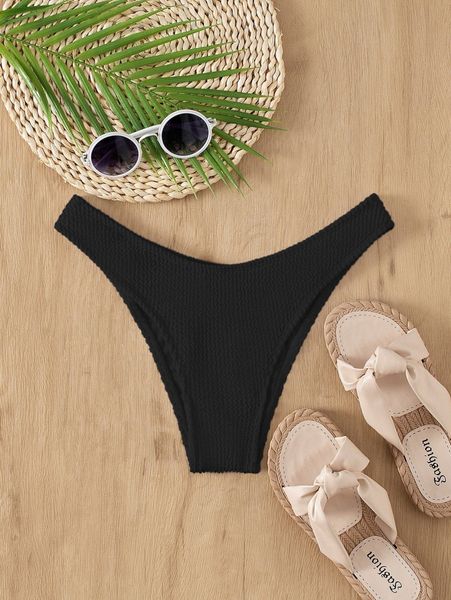 textured high cut bikini panty h6kk#, White;black