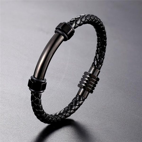trendy bracelet men jewelry black braided leather handmade bracelet stainless steel magnetic clasps punk wristband
trendy bracelet men jewelry black braided leather handmade bracelet stainless steel magnetic clasps punk wristband