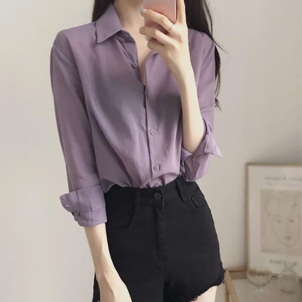 women's blouses & shirts casual turn-down collar women shirt long sleeve fashion, White
women's blouses & shirts casual turn-down collar women shirt long sleeve fashion, White