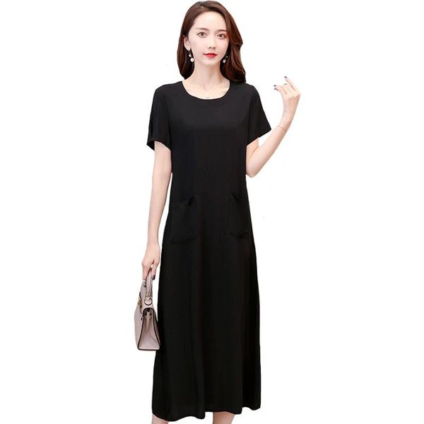 xl-6xl summer vintage dress women casual solid color short sleeve women plus size dress elegant sundress long black, White;black
xl-6xl summer vintage dress women casual solid color short sleeve women plus size dress elegant sundress long black, White;black