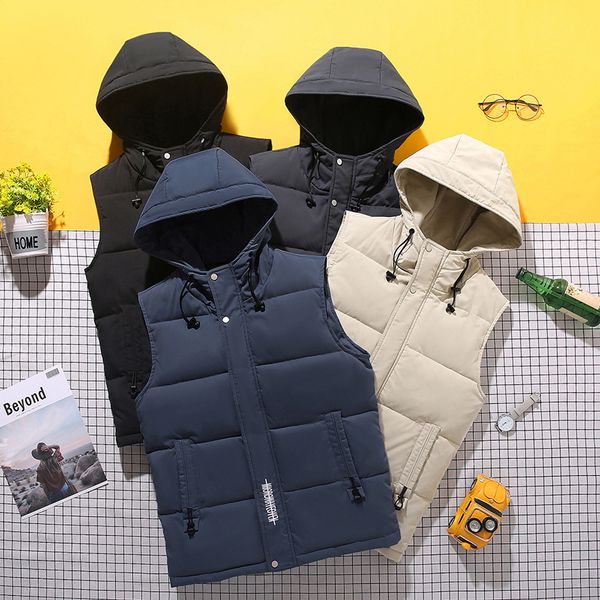 men's coat korean fashion sleeveless warm casual jacket autumn and winter down cotton vest, Black;white
men's coat korean fashion sleeveless warm casual jacket autumn and winter down cotton vest, Black;white