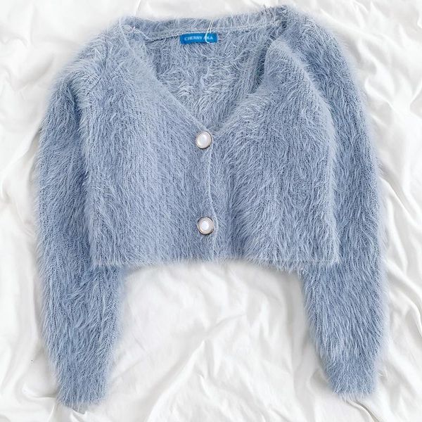 women's knits & tees 2021 autumn winter furry short cardigan women slim long sleeve button up crop sweater ladies knitted, White
women's knits & tees 2021 autumn winter furry short cardigan women slim long sleeve button up crop sweater ladies knitted, White