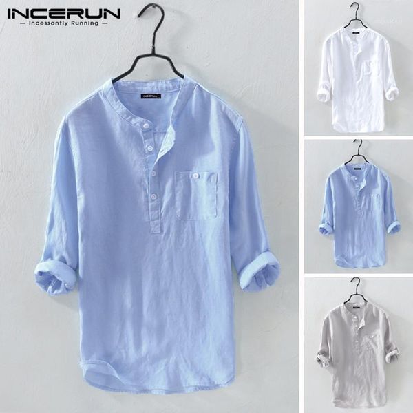 incerun 2020 men shirt 3/4 sleeve cotton solid stand collar camisa masculina streetwear vintage brand shirts men harajuku1, White;black
incerun 2020 men shirt 3/4 sleeve cotton solid stand collar camisa masculina streetwear vintage brand shirts men harajuku1, White;black