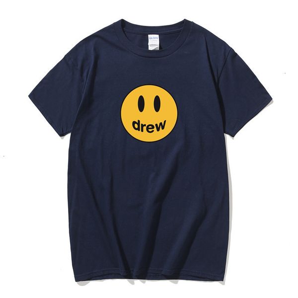new house drew classic smiling face high street couple wear t-shirt summer short sleeve, White;black 
new house drew classic smiling face high street couple wear t-shirt summer short sleeve, White;black