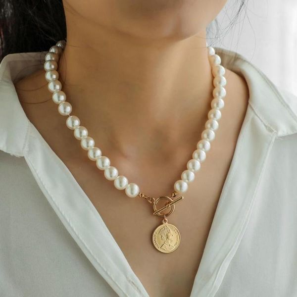 kissme classic acrylic pearl strand necklace for women gold color alloy coin queen portrait pendant necklace new fashion jewelry1, Silver
kissme classic acrylic pearl strand necklace for women gold color alloy coin queen portrait pendant necklace new fashion jewelry1, Silver