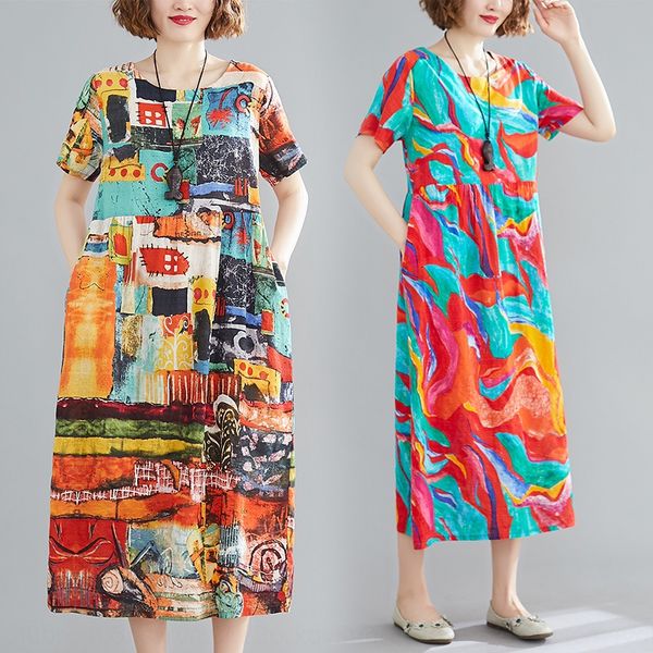 2020 spring summer print round neck fat girl women's loose show thin short dress sleeve dress tvrjp, Black;gray
2020 spring summer print round neck fat girl women's loose show thin short dress sleeve dress tvrjp, Black;gray